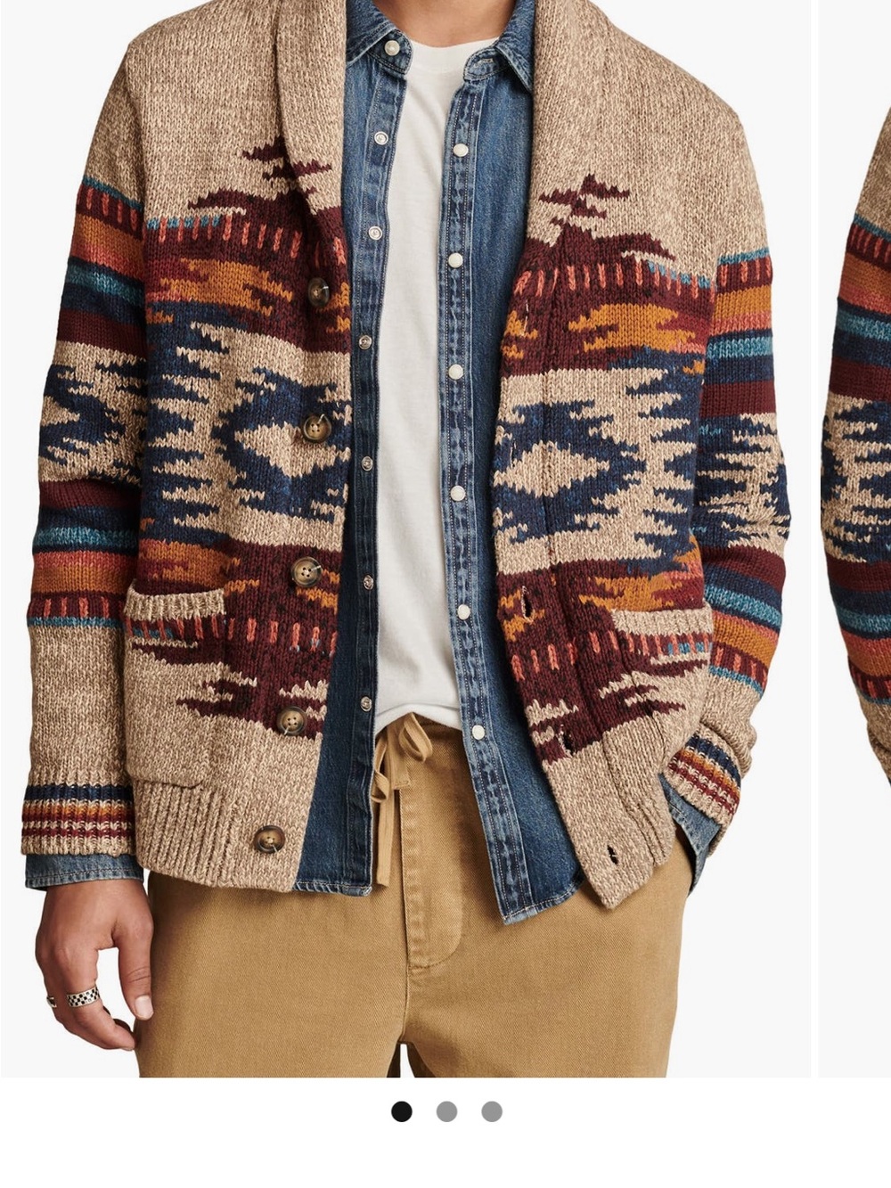 NWOT Lucky Brand Southwest Shawl Collar Cardigan Big Lebowski The Dude Grandpa - Picture 5 of 5